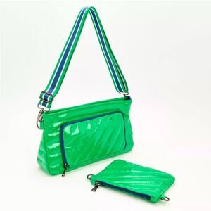 Think Royln Green Puffer Crossbody Bag w/ Pouch RFID Protected NWT